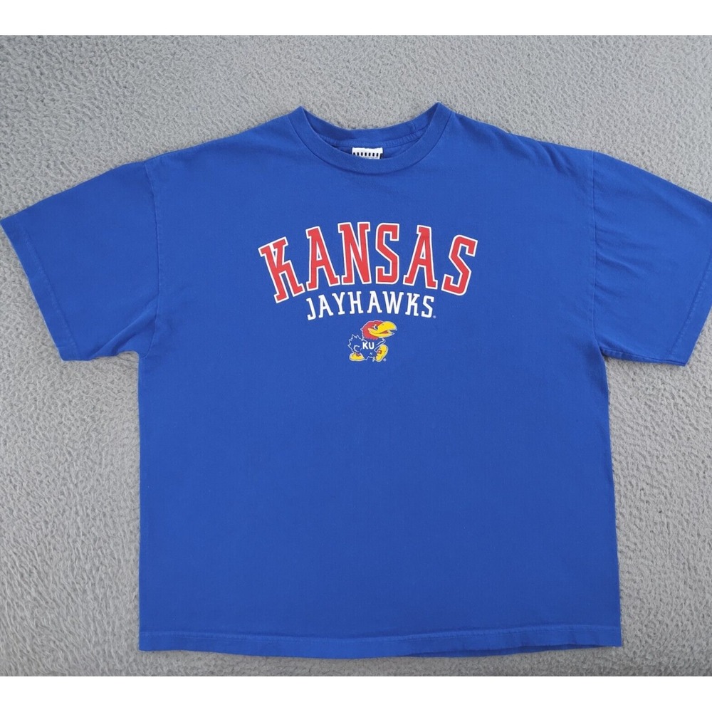 Vintage Kansas Jayhawks T Shirt Mens Extra Large Blue Short Sleeve Tee Foot Lock